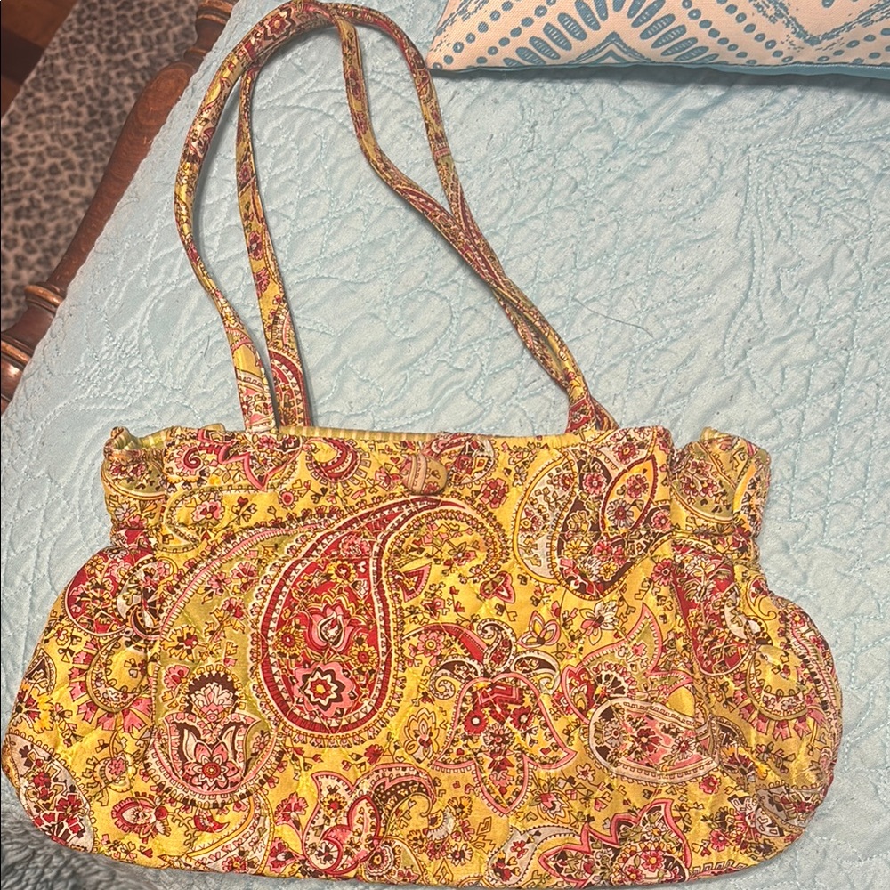 Vera Bradley Silk Paisley Patterned Yellow and Red Women's Bag